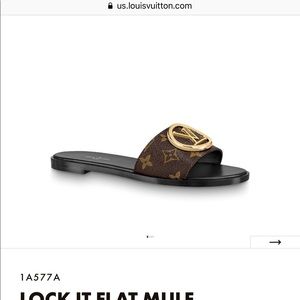 Louis Vuitton Lock it flat mule sandals.
